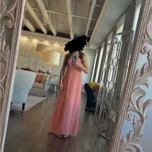 Elegant Coral Spaghetti Strap Dress